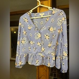 2XL Candies Blue Floral Blouse